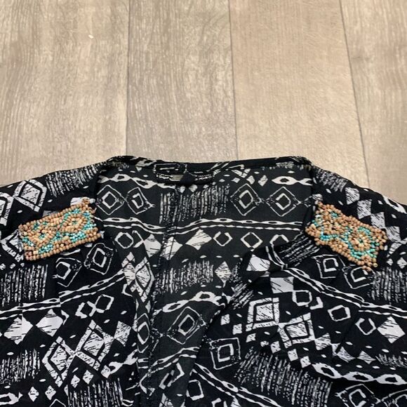 Womens Miss Me Aztec Boho Lightweight Open Front Cardigan Beach Duster - Picture 4 of 7